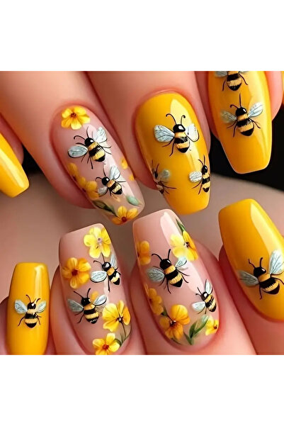 Choice 1959 24pcs/set Medium long fake nails for women Spring summer flowers ...