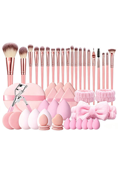 Arabest 52Pcs Makeup Tool Set with Brushes, Sponges, Puffs, Headband, Eyelash...