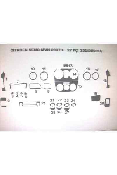 Demircioğlu Oto Aksesuar Marketi Peugeot Bipper 2008> 27 Pieces of Dashboard ...