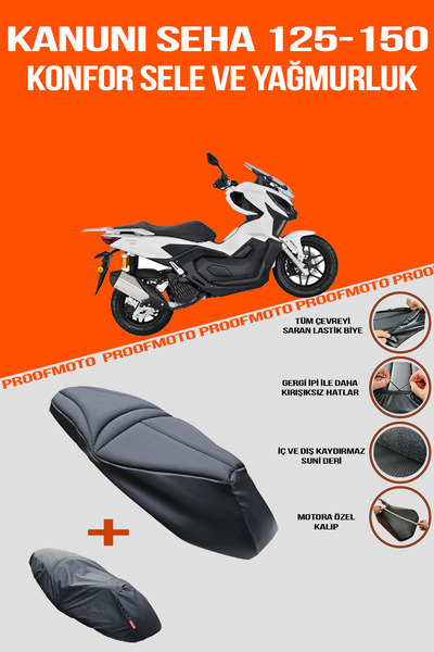 PROOFMOTO غطاء مقعد مريح وغطاء واقي من المطر لدراجة كانوني SEHA 125، 150