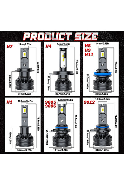 Choice3 H7 6000K Cold White Bullvision High Power CSP H4 H7 LED 300W 30000LM ...