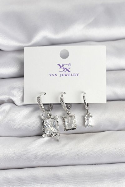 Inure Jewelry أقراط نسائية فضية اللون مرصعة بحجر الزركون
