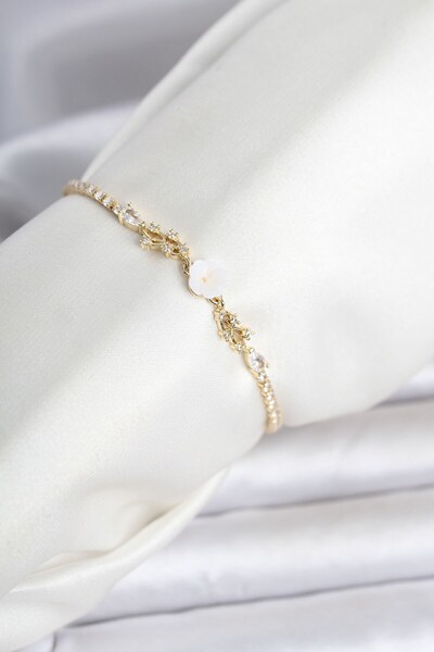 Inure Jewelry سوار نسائي من النحاس ذهبي اللون على شكل زهرة من سلسلة ووتر بوت