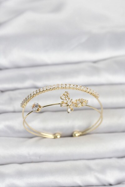 Inure Jewelry Brass Gold Color Butterfly Model Women's Bracelet
