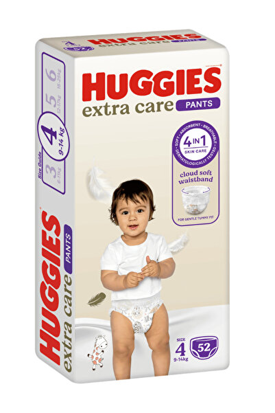 Huggies حفاضات اكسترا كير كلوت من هاجيز مقاس 4 عبوة اقتصادية 52 حفاضة