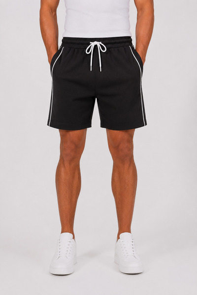 İLKCET MODA Oversized Men's Shorts with Piping Detail