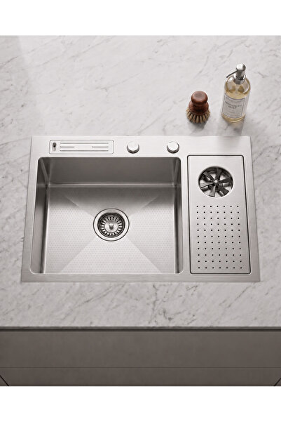 DUREVO Moderno 68x45 cm Paslanmaz Çelik Bardak Yıkamalı Akıllı Mutfak Evyesi/...