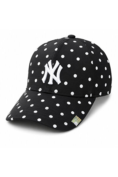 ny new york accessories Puantiyeli NY New York Nakışlı Kumaş Unisex Spor Şapka
