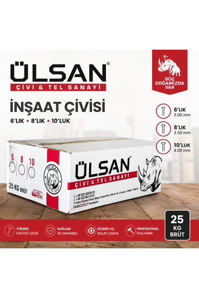 ÜLSAN 8 lik inşaat çivisi 25 kg