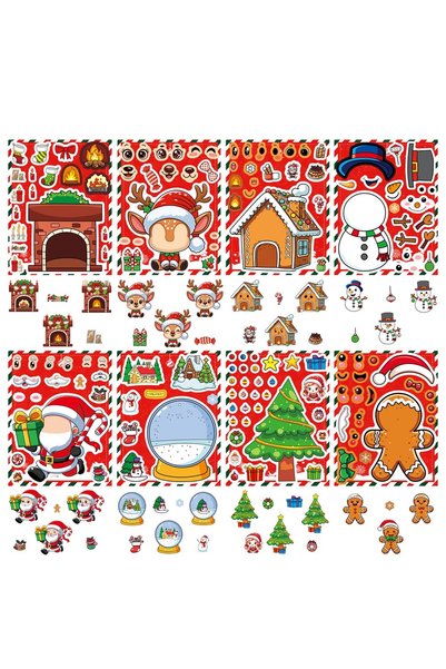 Choice 8PCS 8/16PCS Christmas Puzzle Stickers DIY Stickers Gift Stickers Part...