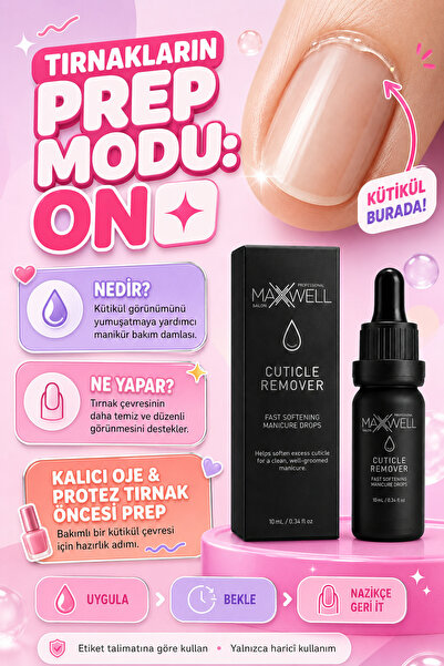 Maxwell Professional Cuticle Remover Tırnak Eti Temizleyici 10ml, Kesme Gerek...