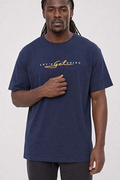 Starbattal Tricou cu decolteu rotund pentru bărbați Lets Get Going 25175 MARINE