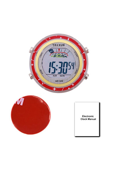 Choice Red Motorcycle Digital Clock Waterproof Motorbike Stick-on Dashboard C...