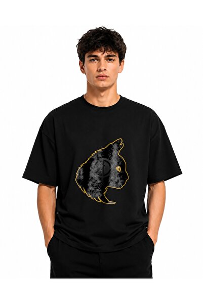 Inscriptie Tricou Unisex Bumbac Premium Casual " Pisicia neagra cu casti "