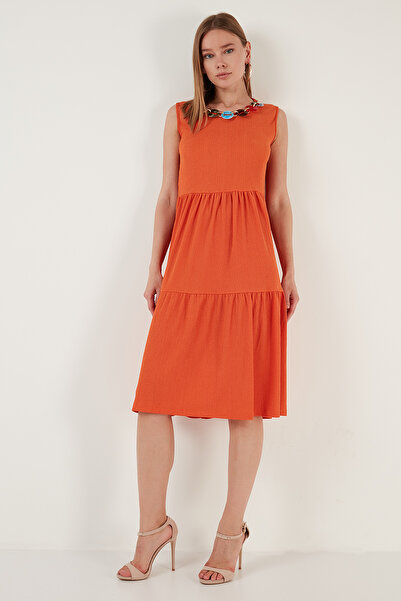 Lela Necklace Detailed Comfortable Cut Sleeveless Midi Dress DRESS5865099
