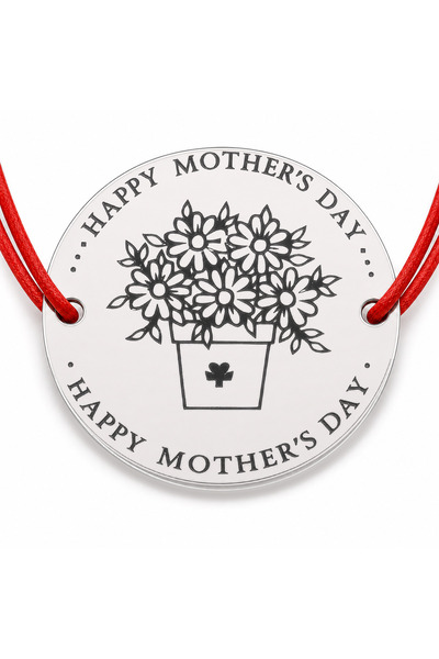 Simoshop Brățară din argint 925 cu monedă „Happy Mother's Day”, șnur reglabil...