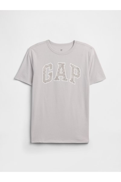 GAP Erkek Çocuk Açık Gri Logo T-Shirt