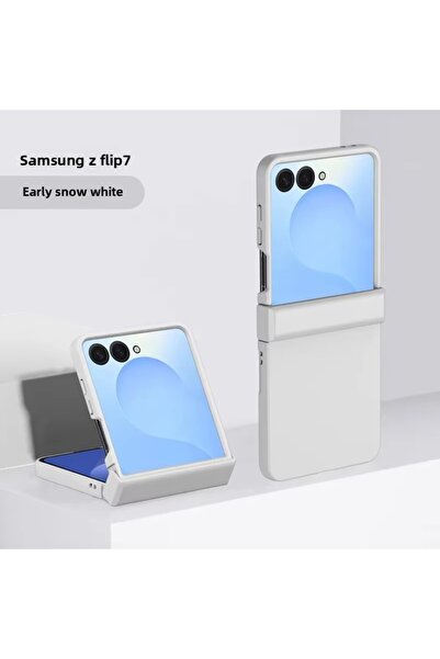 Choice11 Galaxy Z Flip7 White Solid Color Fully Wrapped Skin Feel Hinge Prote...