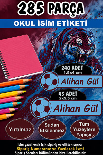 Kt Grup Okul Etiketi Kalem Defter Etiketi Bordo Mavi Özel Isim Yazılabilen Et...