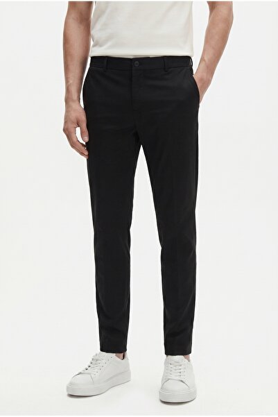 Tween Relaxed Fit Siyah Düz Chino Pantolon