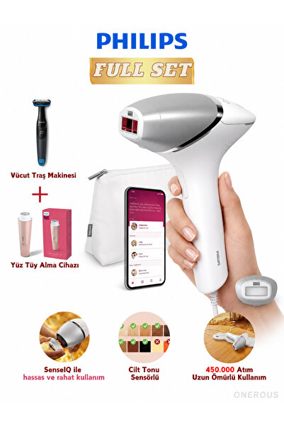 Philips Lumea IPL 8000 SenseIQ ile IPL Tüy Alma Cihazı, 450.000 Atım, Cilt To...