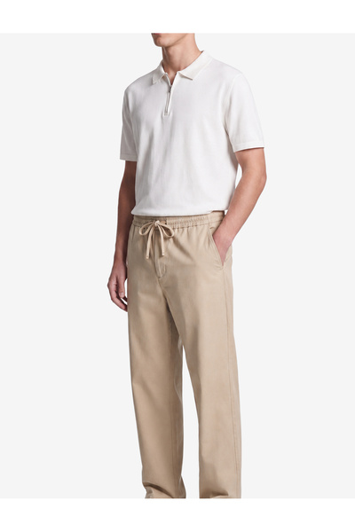 Koton Cotton-Linen Blend Pants with Pockets, Elastic Waist and Lace-Up Detail