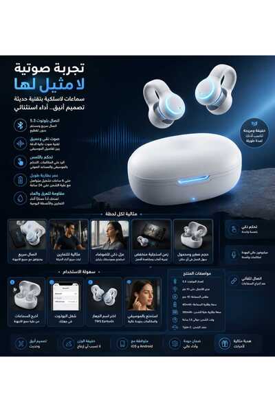Generic VA29 Wireless Bluetooth Open-Ear Clip-On Headphones White, Lightweigh...