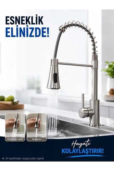 vitkar su armatürleri Spiralli Endüstriyel Mutfak Eviye Bataryası İnox