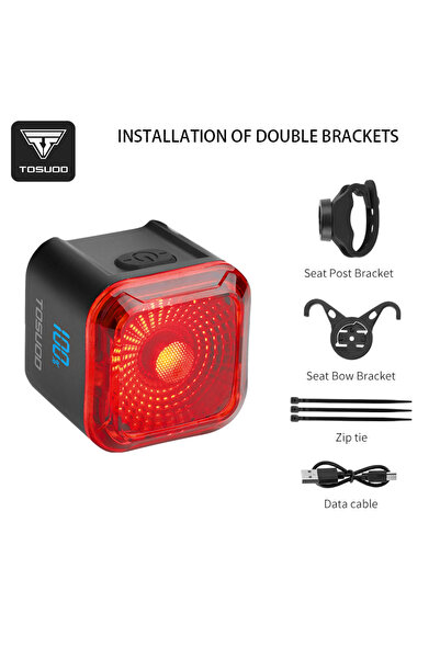 Choice Two Installation TOSUOD Bicycle Taillight IPX5 Waterproof 6 Lighting M...