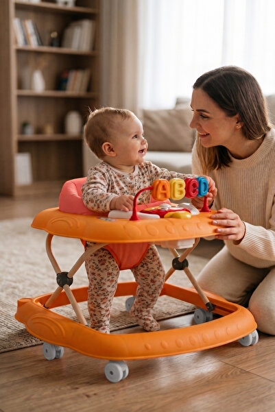 Bebeck Cookie Ayarlanabilen Müzikli Yumuşak Pedli Lüks Yürüteç