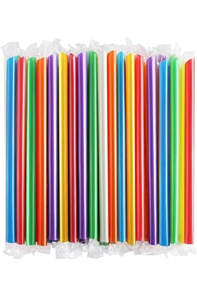 OKA 100Pcs Colorful Disposable Drinking Straws, Flexible and Practical Plasti...