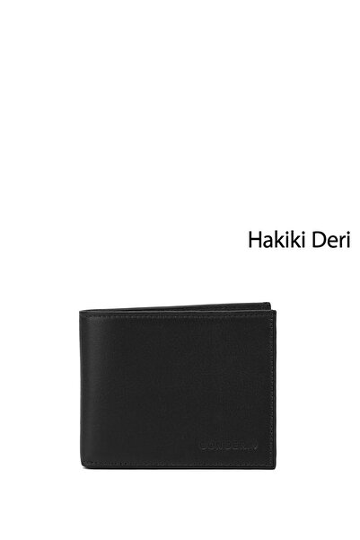 GÖNDERİ(R) Erkek Siyah Hakiki Deri Yatay Cüzdan