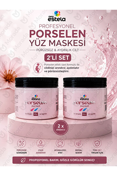 new estela PROFESYONEL PORSELEN YÜZ MASKESİ 400ML X2 ADET