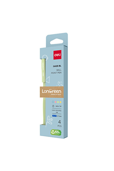 Deli SET DE 4 PIXURI CU MECANISM DE 0.7MM, CU CORP ALBASTRU PASTEL, LONGREEN,...
