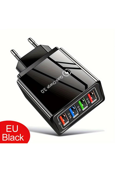 Choice3 شاحن USB متعدد المنافذ بمقبس الاتحاد الأوروبي والولايات المتحدة 3 أمب...