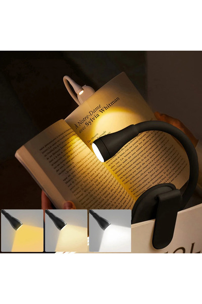 Choice ضوء كتاب LED صغير قابل لإعادة الشحن بثلاثة ألوان، 360 درجة، أسود اللون...