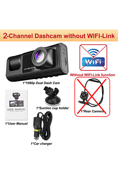 Choice11 كاميرا لوحة القيادة للسيارات 32G X01-NO WIFI-2CAM مع تطبيق واي فاي، ...