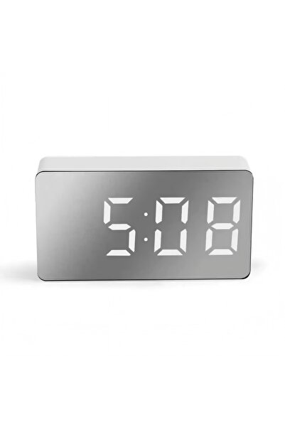 Choice Black 1Pc White LED Mirror Table Clock Snooze Display Time Night Light...