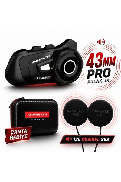 Knmaster KN6100 PRO Motosiklet Kask İnterkom Bluetooth Kulaklık Seti (43 mm B...