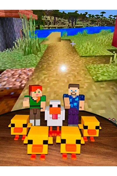 Yakamoz 3d MINECRAFT STEVE&ALEX VE TAVUK 4 CİVCİV FİGÜRLÜ SET