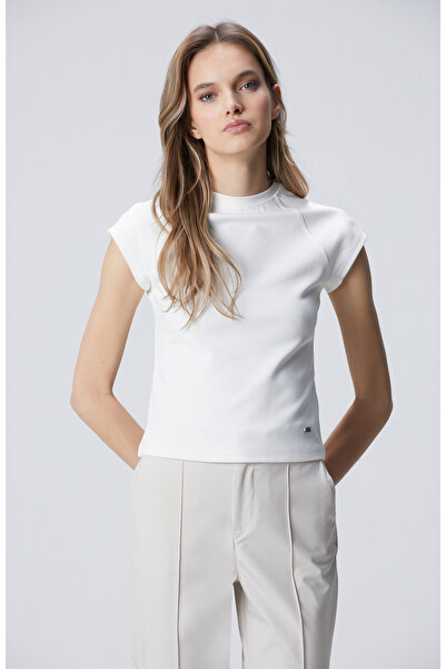Network N-Tech Beyaz Dikiş Detaylı Basic T-shirt