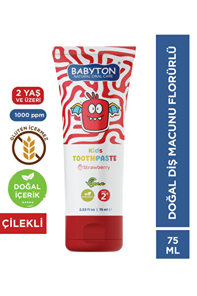 BABYTON Doğal Çilekli 2 Yaş ve Üzeri Florürlü Diş Macunu 75 ml