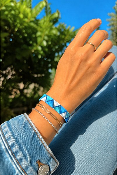 Ayza Blue Zigzag Design Bracelet