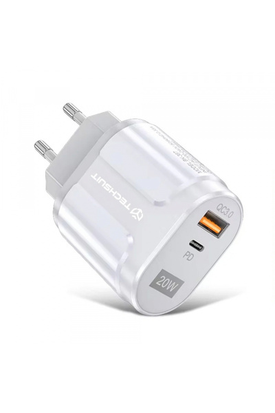 Universal Incarcator Retea Techsuit Premium, 20W, 3A, 1 x USB-A - 1 x USB-C, ...