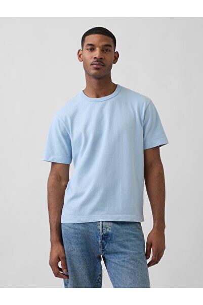GAP Erkek Açık Mavi Heavyweight Relaxed T-Shirt