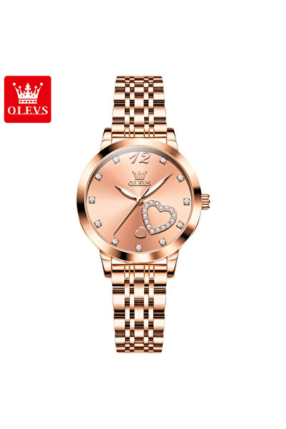 Choice5 GD-Rose Pink OLEVS 5189 Quartz Watch for Women Diamond Love Heart Des...