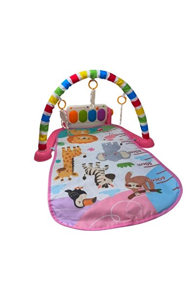 Salamandra Kids Saltea de joacă și centru de activități bebeluși cu pian și jucării senzoriale, 0+ luni, roz