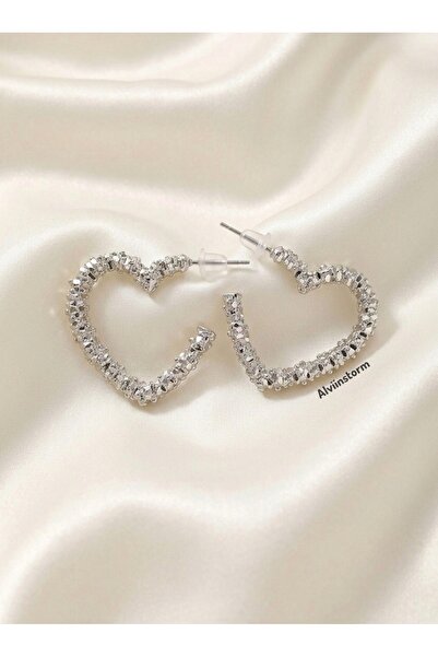 Generic Brand Women's Straw Silver Color Large Size Heart Earrings