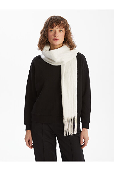 LC Waikiki Lcw Accessories Ecru Knitwear Plain Women's Scarf with Nevavm Diff...