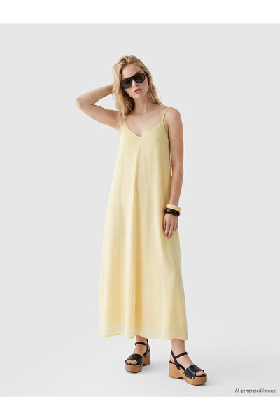 LC Waikiki Peak New Season V-Neck Rope Strap Midi Dress